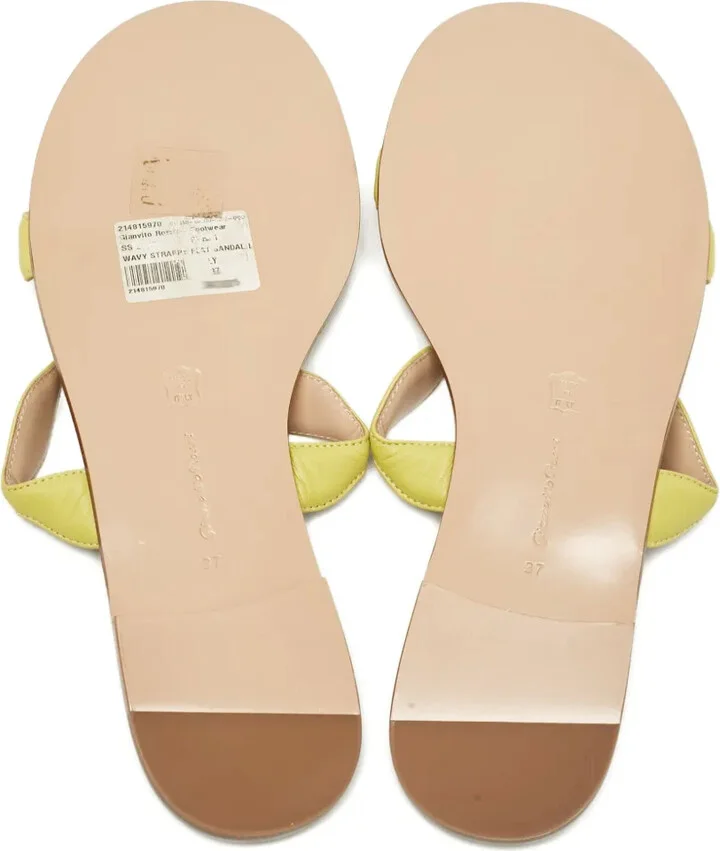 Pre-Owned Wavy-Strap Leather Sandals - Image 5