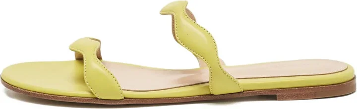 Pre-Owned Wavy-Strap Leather Sandals