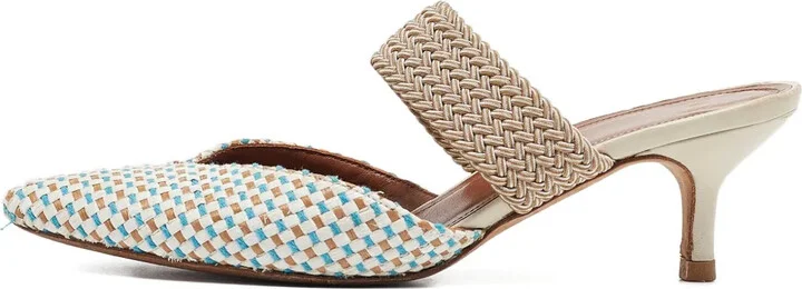 Pre-owned woven strap mules