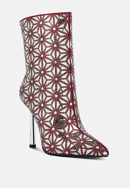 Precious Mirror Embellished High Ankle Boots Women - Image 3