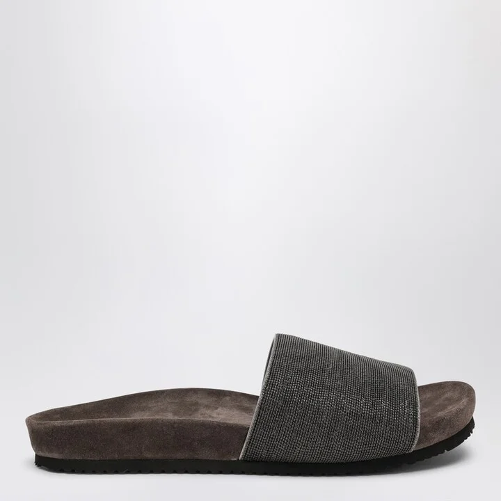Precious Taupe Slides in Suede