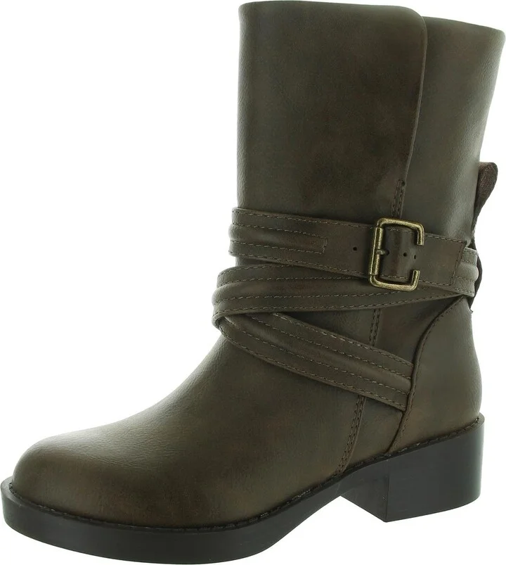 Prema Santee Womens Zipper Faux Leather Mid-Calf Boots