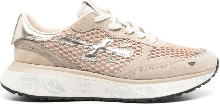Premiata 'Lauryn' Brown Leather Blend Sneakers