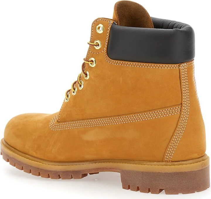 'premium' Beige Ankle Boots With Embossed Logo On The Side And Front Lace-up Closure In Leather Man - Image 3