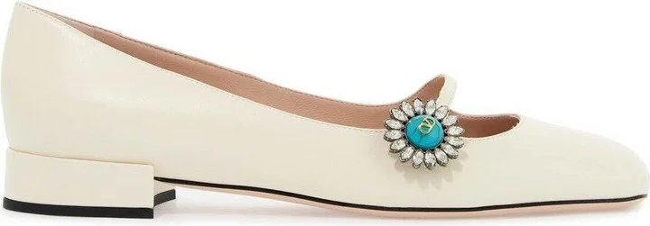 Preshoes Embellished Square Toe Ballet Flats