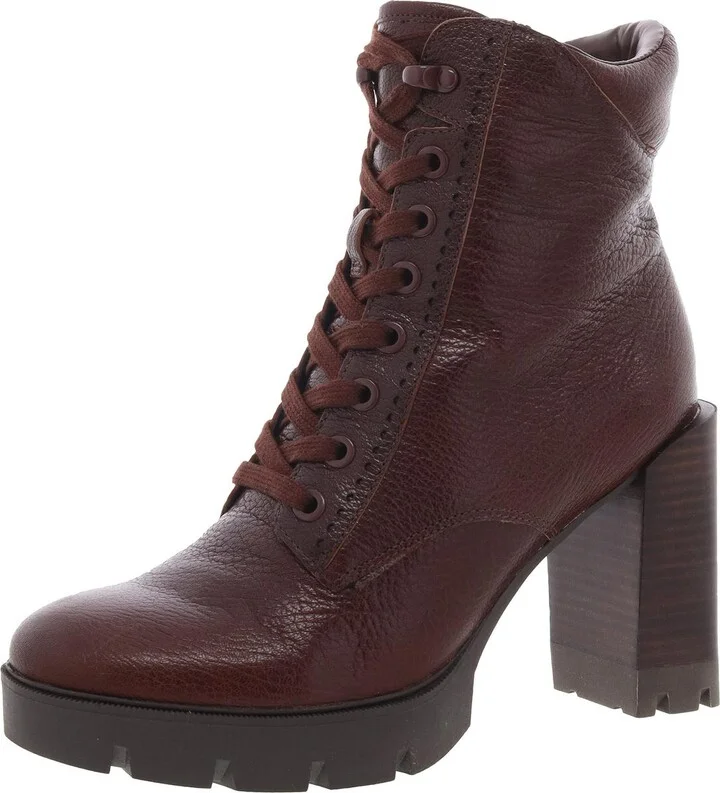 PREWITT Womens Zipper Leather Combat & Lace-Up Boots