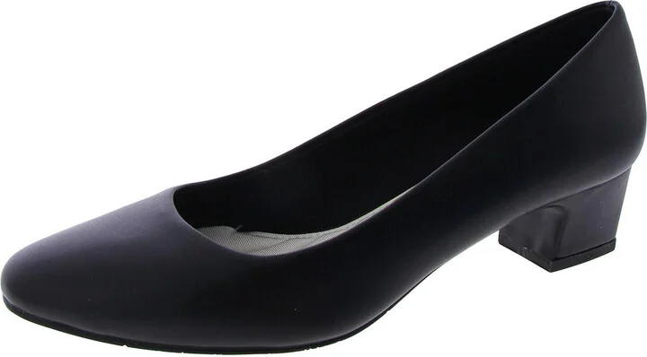 Prim Womens Faux Leather Almond Toe Block Heels