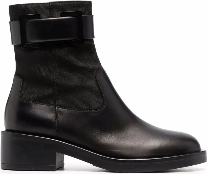 Prince buckle-strap leather boots