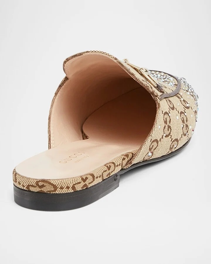 Princetown Crystal GG Canvas Mules - Image 2