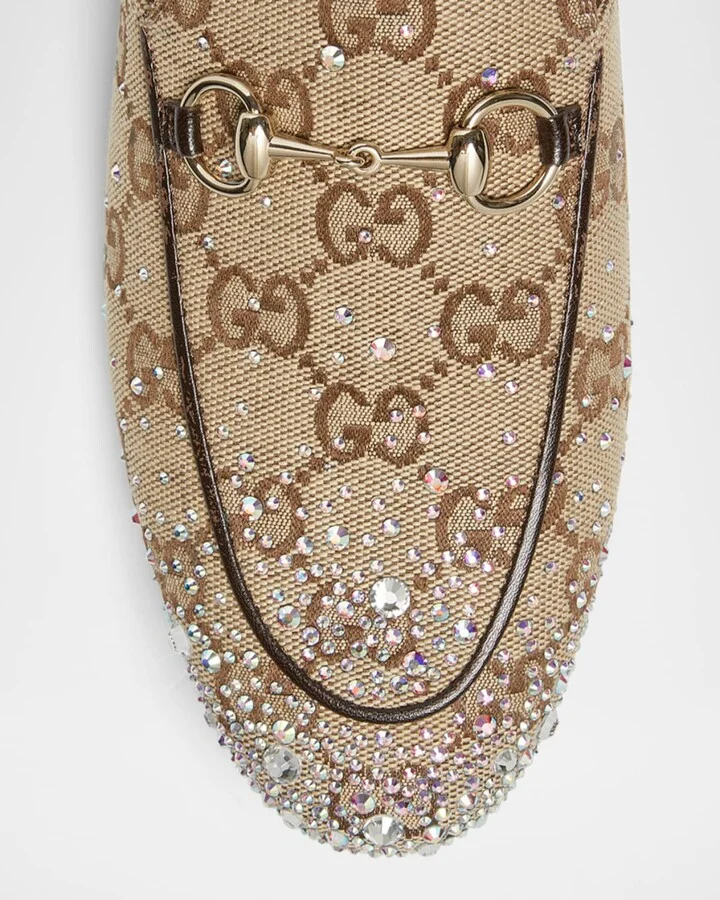 Princetown Crystal GG Canvas Mules - Image 3