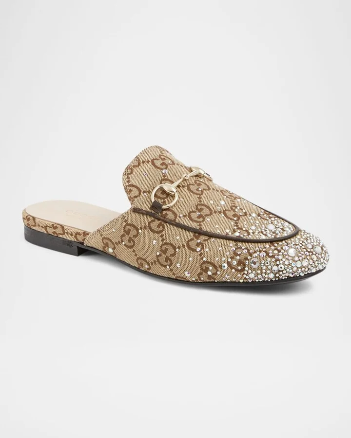 Princetown Crystal GG Canvas Mules - Image 5