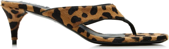 Print Pony Hair Thong Sandals