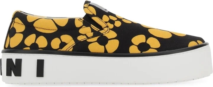 Printed canvas slip ons