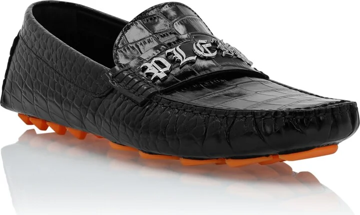 Printed Crocco Leather Drivers Shoes