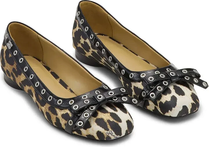Printed Eyelet-Detail Ballet Flats - Image 2