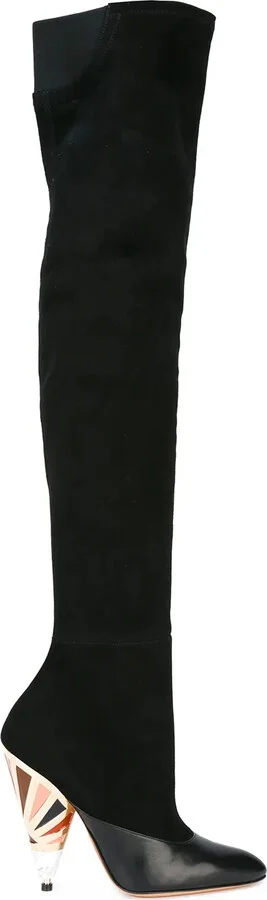 Printed Heel Over-The-Knee Boots