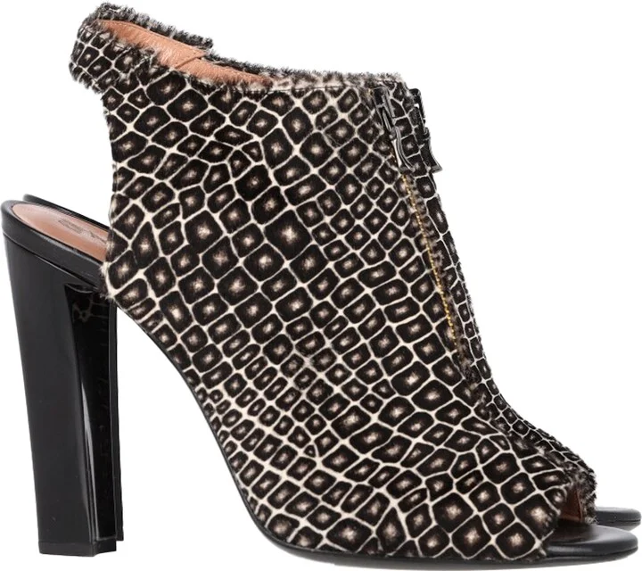 Printed High Heel Boots in Multicolor Ponyhair