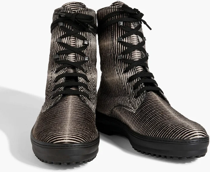 Printed lace-up calf hair ankle boots - Image 2