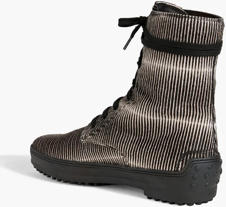 Printed lace-up calf hair ankle boots - Image 3