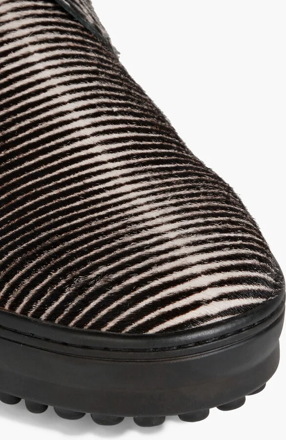 Printed lace-up calf hair ankle boots - Image 4