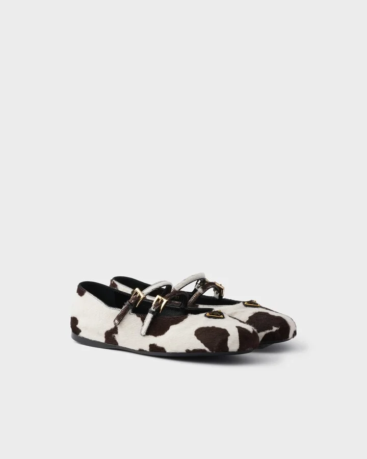 Printed leather ballerinas