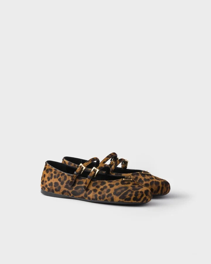 Printed leather ballerinas