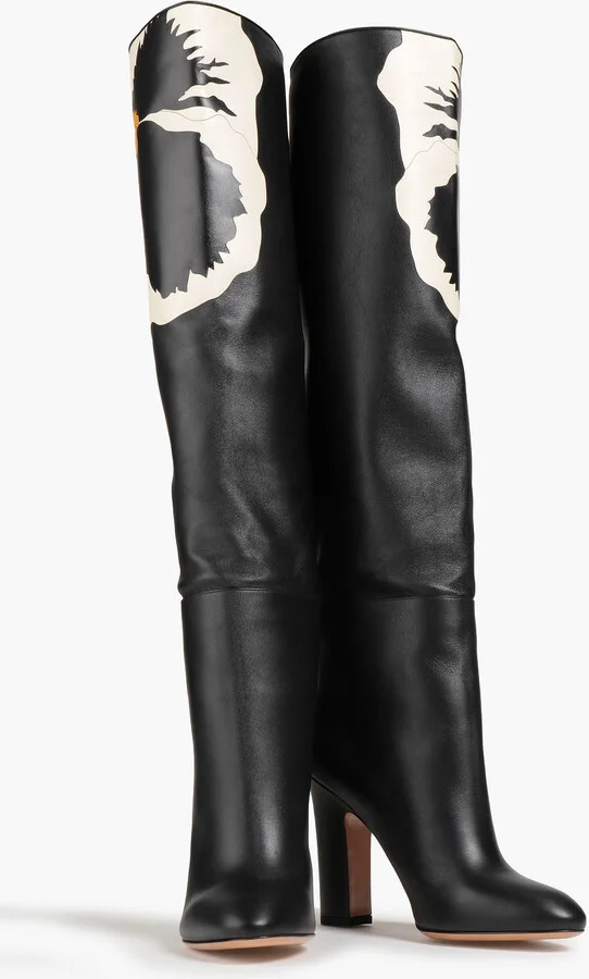 Printed leather over-the-knee boots - Image 2