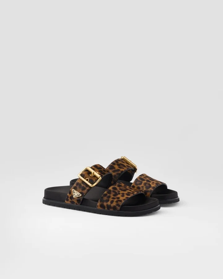 Printed leather slides