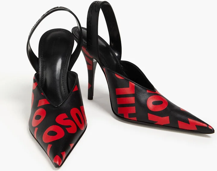 Printed leather slingback pumps - Image 2