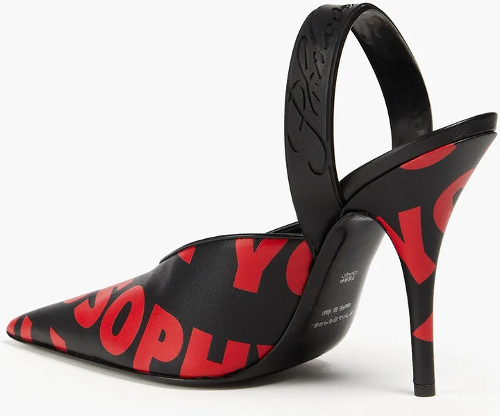 Printed leather slingback pumps - Image 3