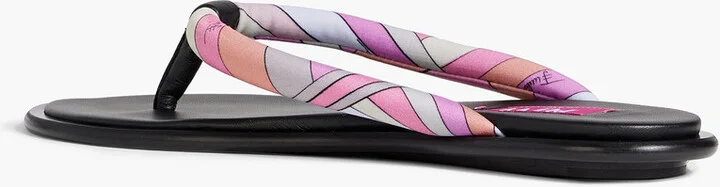 Printed padded twill flip flops - Image 3