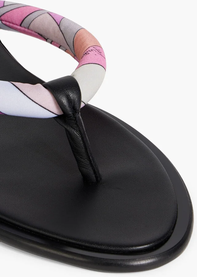 Printed padded twill flip flops - Image 4