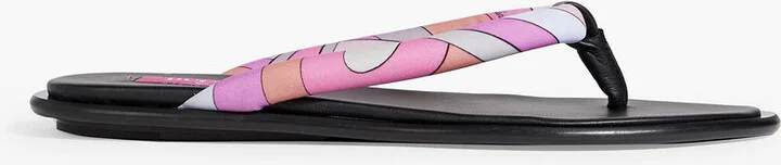 Printed padded twill flip flops