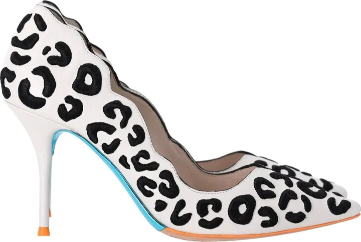Printed Pumps in White Leather