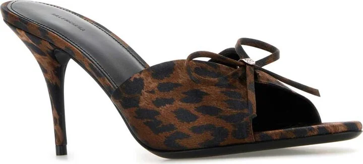 Printed Satiin Knife Bow Mules - Image 2