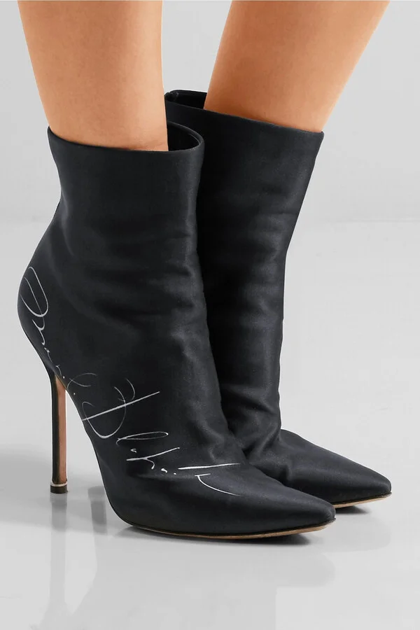 Printed satin ankle boots - Image 2