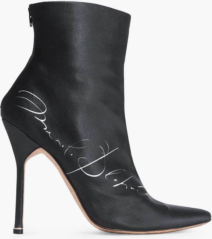 Printed satin ankle boots
