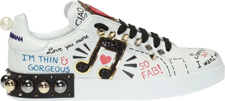 Printed Sneakers, , - White