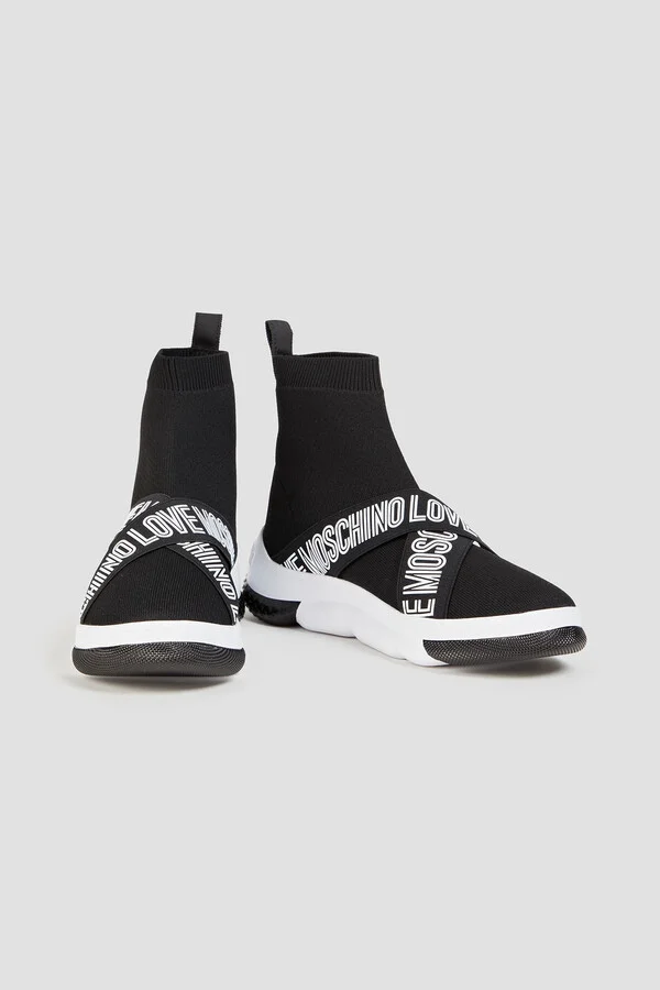 Printed textured-knit high-top sneakers - Image 2