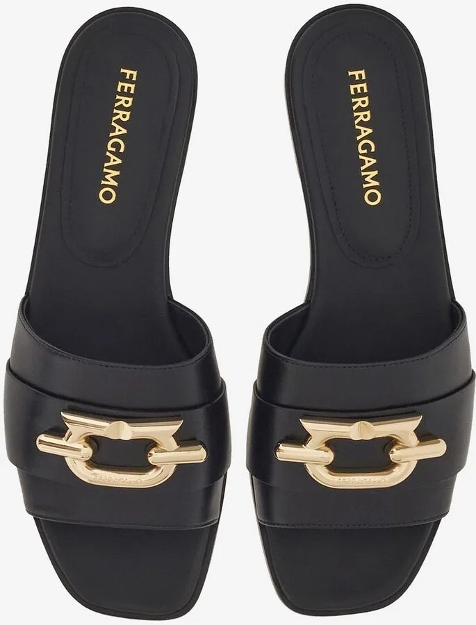 Priscilla Gancini-Plaque Flat Sandals - Image 3