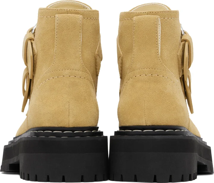 Proenza Schouler Beige Lug Sole Buckle Boots - Image 2