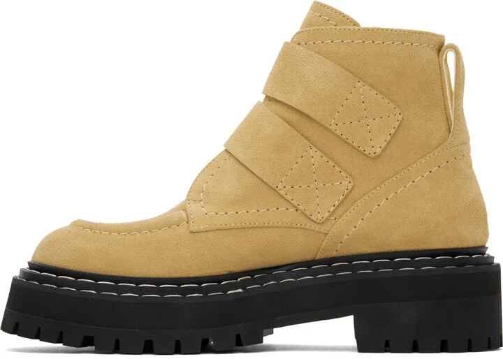 Proenza Schouler Beige Lug Sole Buckle Boots - Image 3