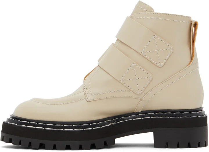 Proenza Schouler Beige Lug Sole Buckle Boots - Image 3