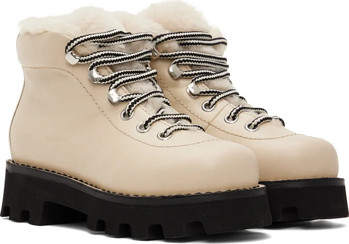 Proenza Schouler Beige Shearling Hiking Boots - Image 4