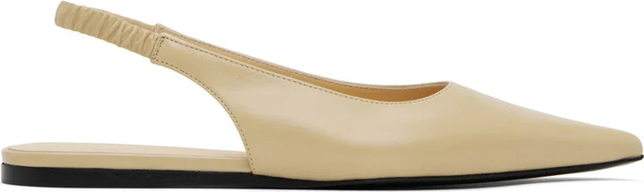 Proenza Schouler Beige Spike Slingback Ballerina Flats