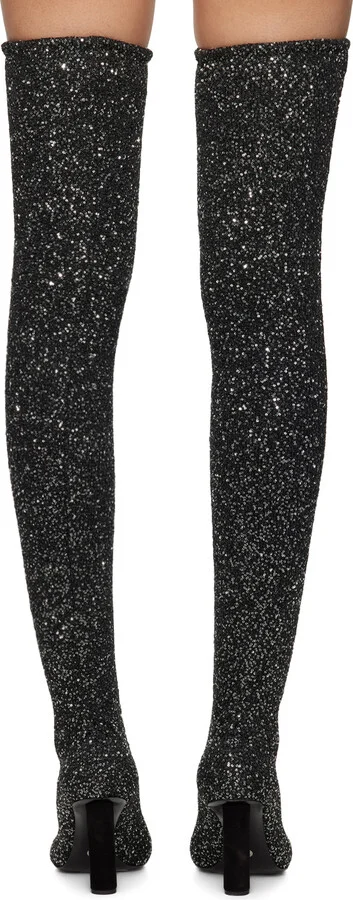Proenza Schouler Black Glint Over The Knee Boots - Image 2