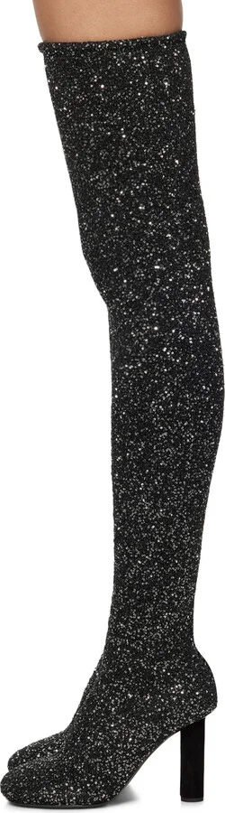 Proenza Schouler Black Glint Over The Knee Boots - Image 3
