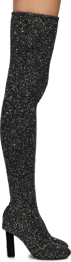 Proenza Schouler Black Glint Over The Knee Boots