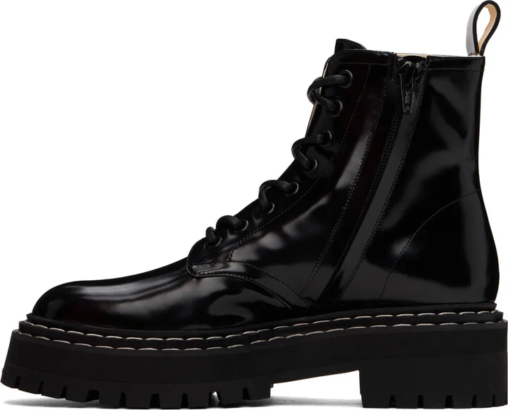 Proenza Schouler Black Lug Sole Lace Up Boots - Image 3