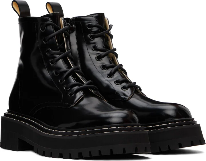 Proenza Schouler Black Lug Sole Lace Up Boots - Image 4